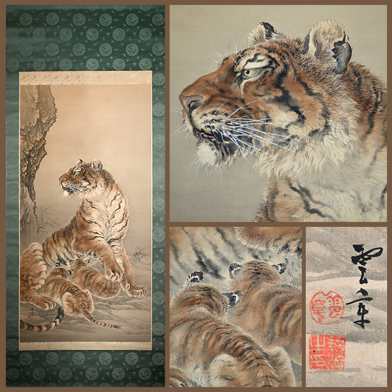 Superb Meiji period Tiger Scroll ー菊池 雲章“虎図”