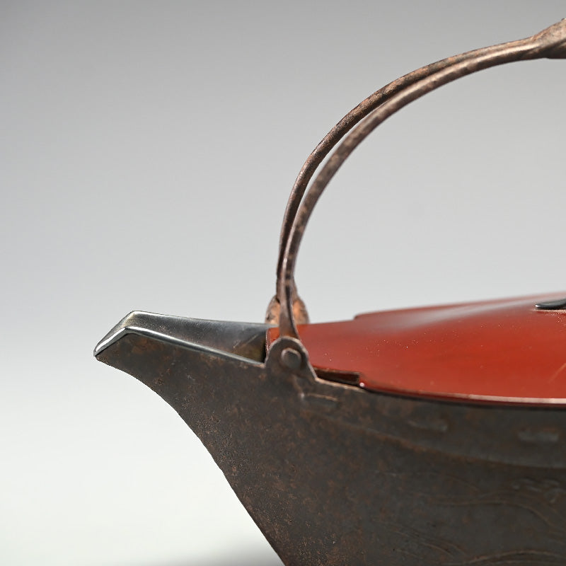 Antique Japanese Iron Boat Shaped Sake Server
