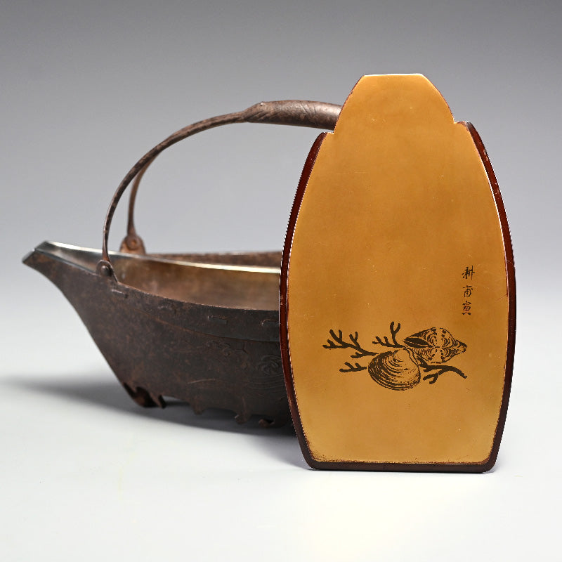 Antique Japanese Iron Boat Shaped Sake Server