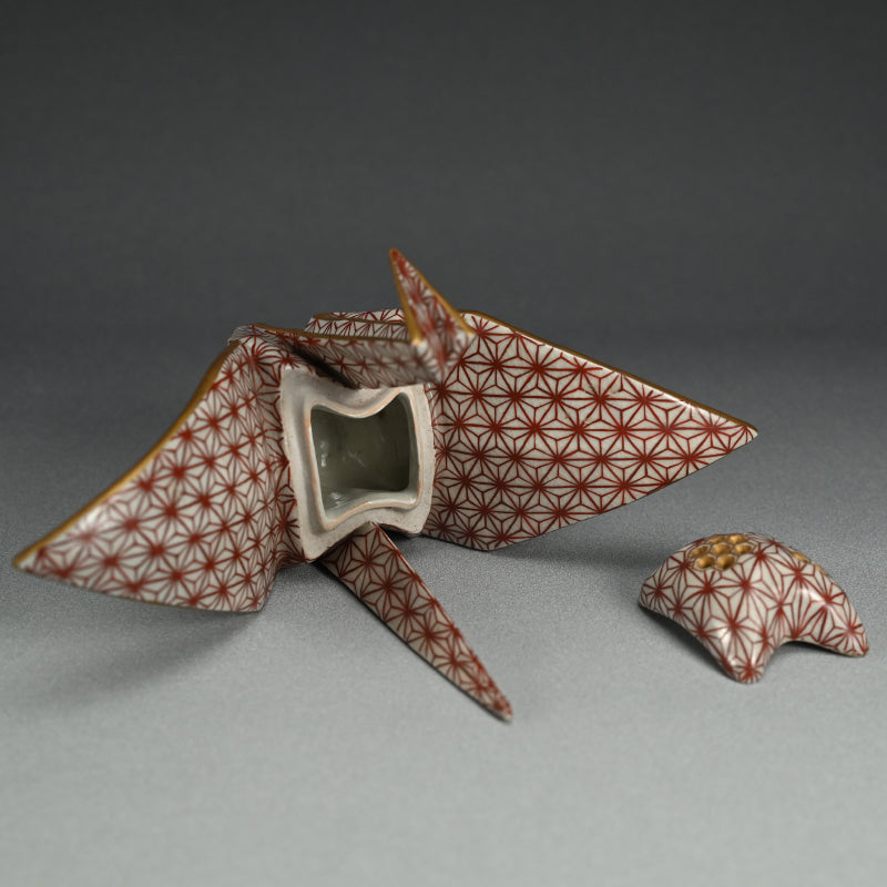 Origami Crane-Shaped Koro ー宮川 香齋 “竹鶴香炉 熨斗鶴"