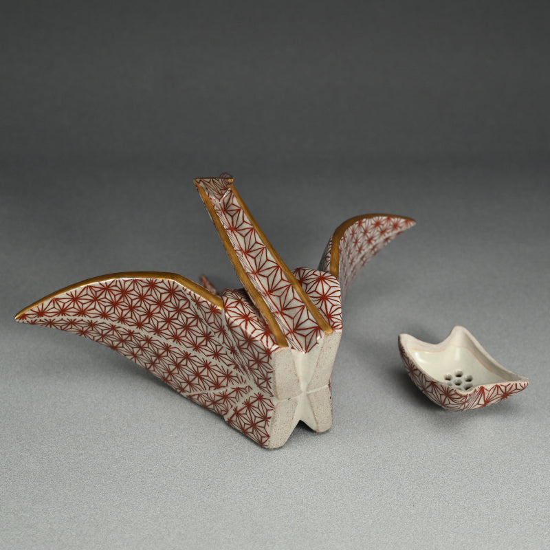 Origami Crane-Shaped Koro ー宮川 香齋 “竹鶴香炉 熨斗鶴"