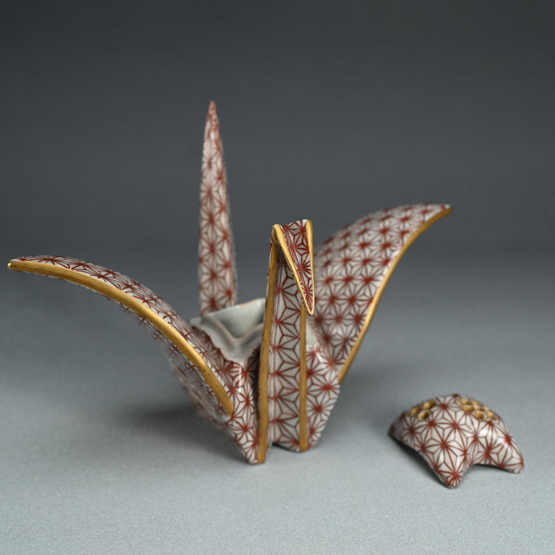 Origami Crane-Shaped Koro ー宮川 香齋 “竹鶴香炉 熨斗鶴"