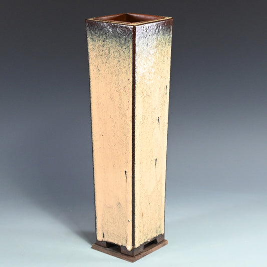 Exquisite Antique Ranbachi Orchid Planter ー黄頽釉四方花瓶