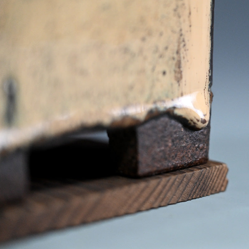 Exquisite Antique Ranbachi Orchid Planter ー黄頽釉四方花瓶