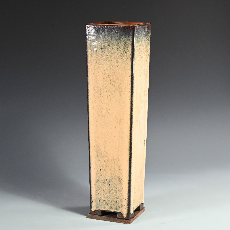 Exquisite Antique Ranbachi Orchid Planter ー黄頽釉四方花瓶