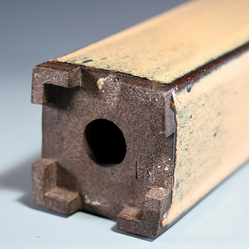 Exquisite Antique Ranbachi Orchid Planter ー黄頽釉四方花瓶