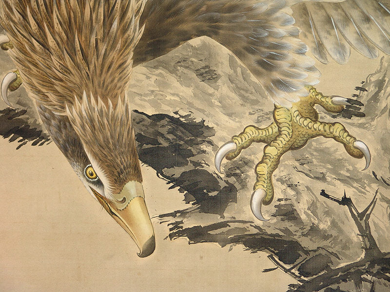 Taisho p. Museum Quality Scroll, Hawk ー鈴木 啓処 "枯木就鳥"