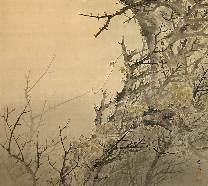 Taisho p. Museum Quality Scroll, Hawk ー鈴木 啓処 "枯木就鳥"