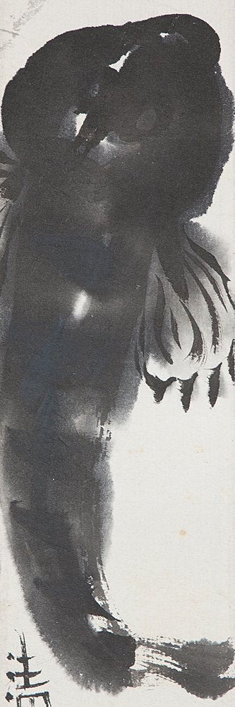 Evocative Ink Painting Mounted as a Scroll ーのむら 清六 "かじか"