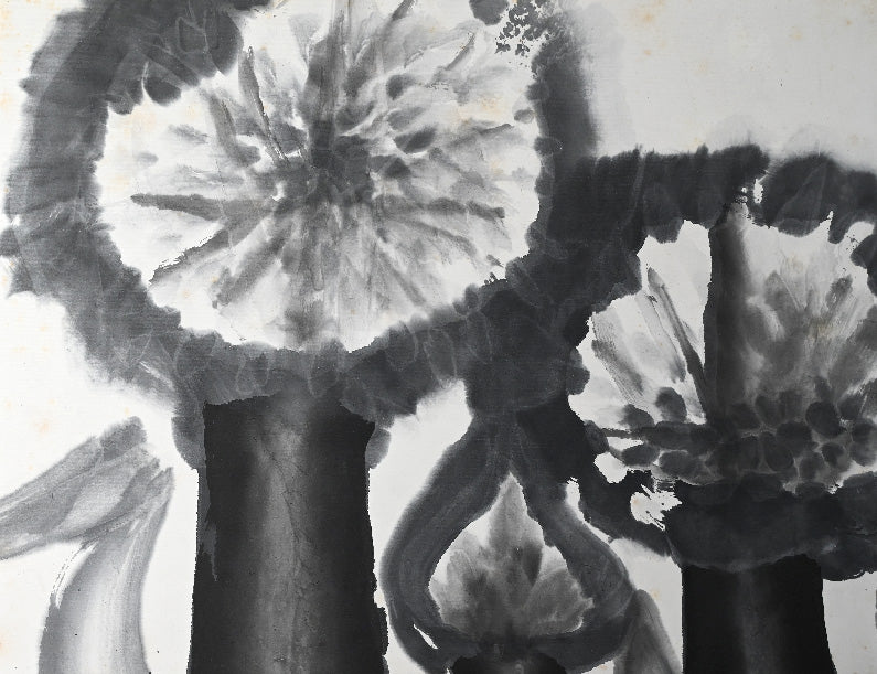 Large Allium Flower Sumi-e Ink Painting