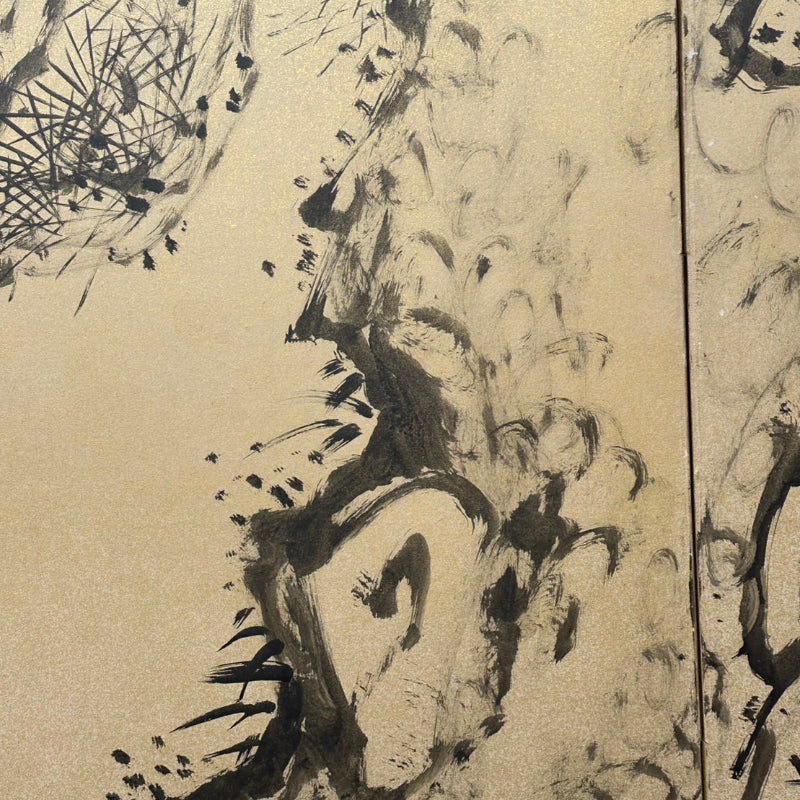 6 panel Screen Pair, Immortal Pine ー福田 古道人 "六曲一双 老松"