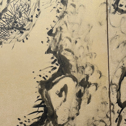 6 panel Screen Pair, Immortal Pine ー福田 古道人 "六曲一双 老松"