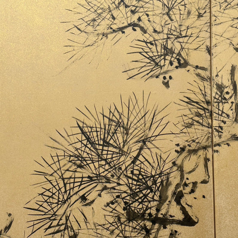 6 panel Screen Pair, Immortal Pine ー福田 古道人 "六曲一双 老松"