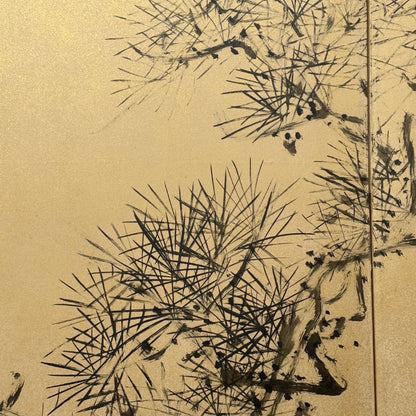 6 panel Screen Pair, Immortal Pine ー福田 古道人 "六曲一双 老松"