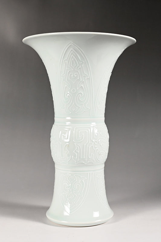 Pair White Gu-Vases