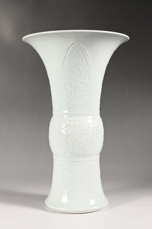 Pair White Gu-Vases