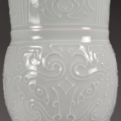 Pair White Gu-Vases