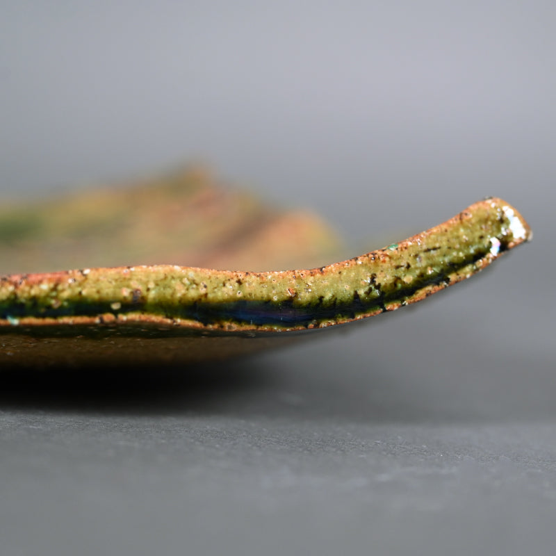 Beautiful Oribe Dish named Spring ー東 直人 “織部皿 春”