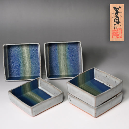 Rainbow Colored Clay Plate Set ー宮下 善繭 “彩泥 方器”