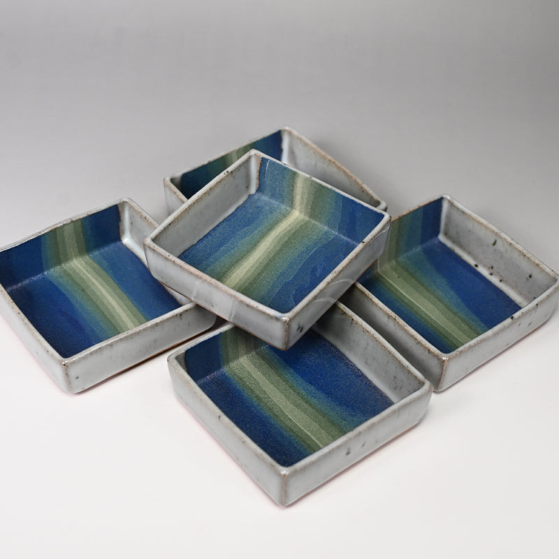 Rainbow Colored Clay Plate Set ー宮下 善繭 “彩泥 方器”