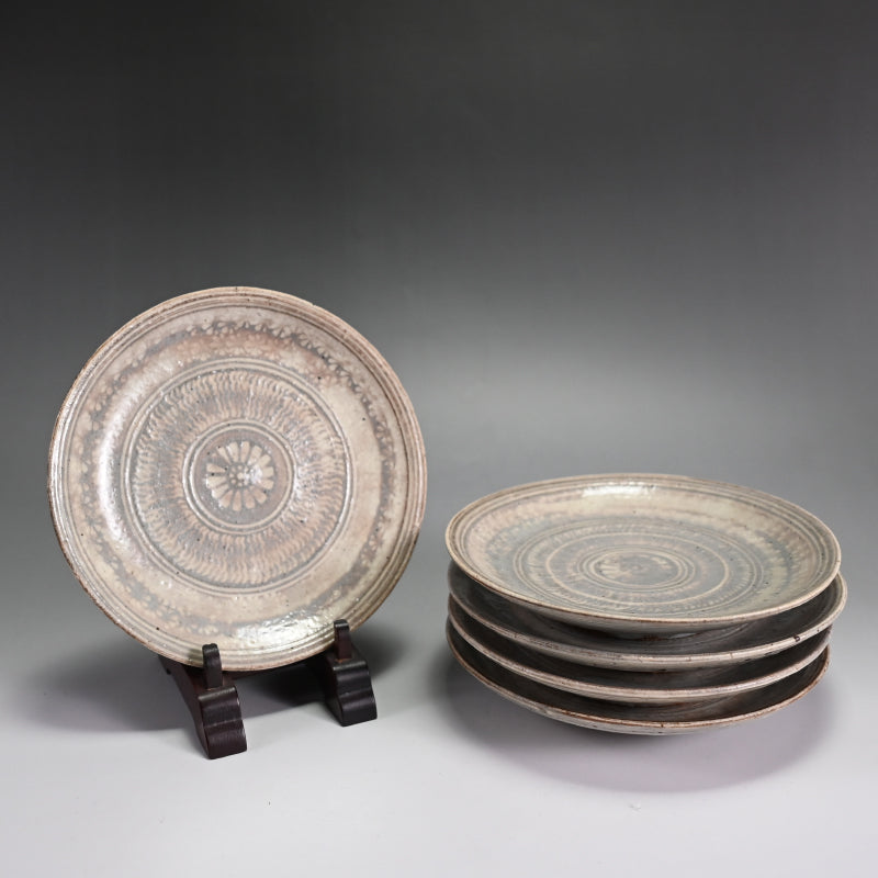 Mishima yaki Dish Set ー岡部 嶺男 “三島手皿”