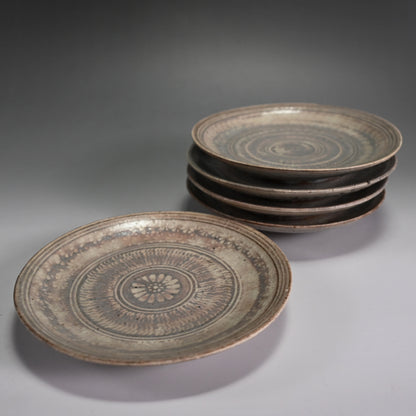 Mishima yaki Dish Set ー岡部 嶺男 “三島手皿”