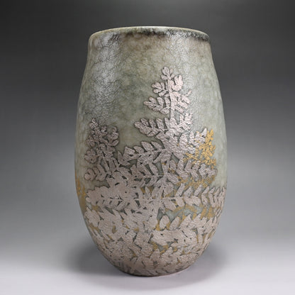 Gold & Siver Decorated Pottery Vase ー安田 全宏 “繫”