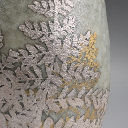 Gold & Siver Decorated Pottery Vase ー安田 全宏 “繫”
