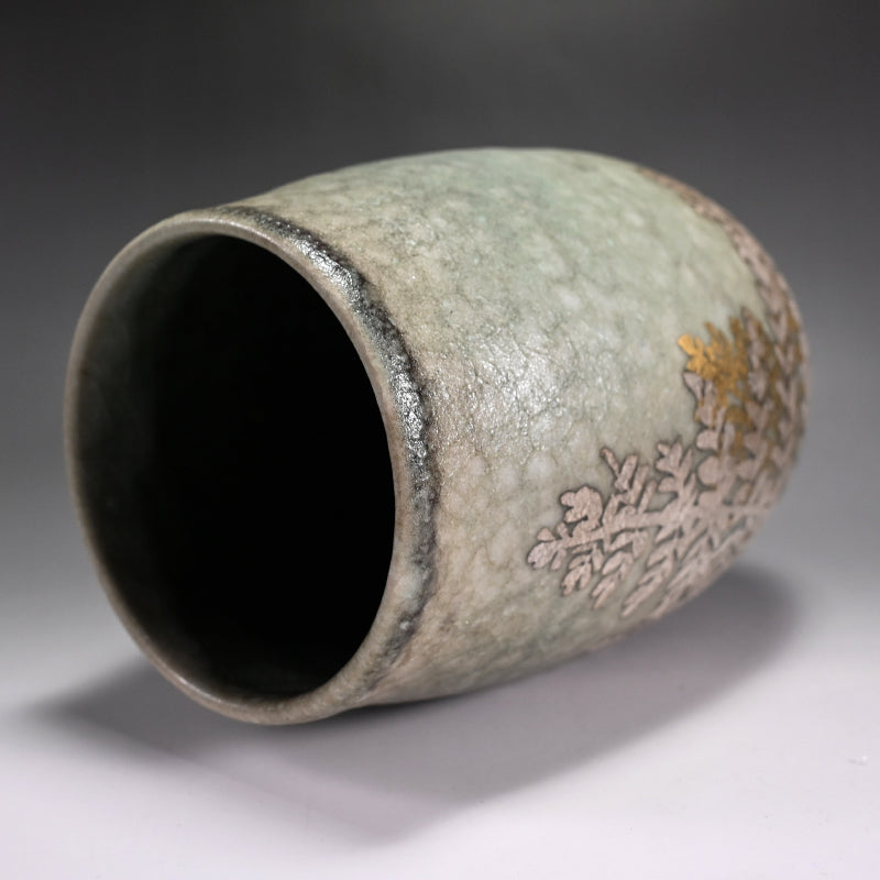 Gold & Siver Decorated Pottery Vase ー安田 全宏 “繫”