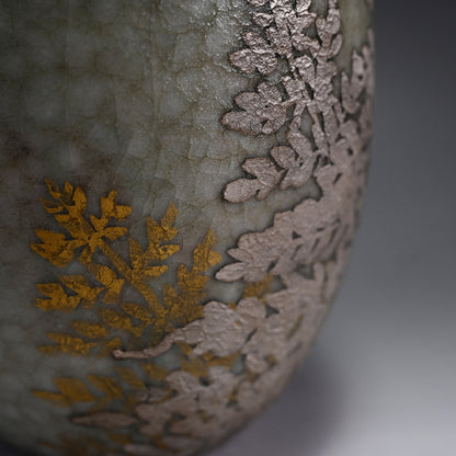 Gold & Siver Decorated Pottery Vase ー安田 全宏 “繫”