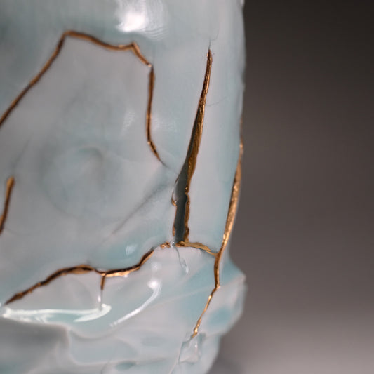 Incredible Iceberg Celadon Mizusashi ー加藤 洋二 “流氷の悦 水指”