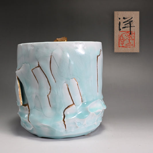 Incredible Iceberg Celadon Mizusashi ー加藤 洋二 “流氷の悦 水指”