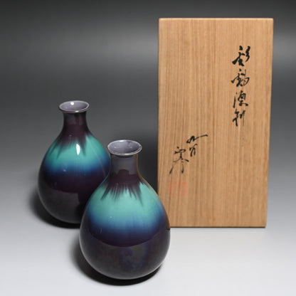 Tokkuri Sake Set ー三代 德田 八十吉 (正彦) “彩釉徳利”