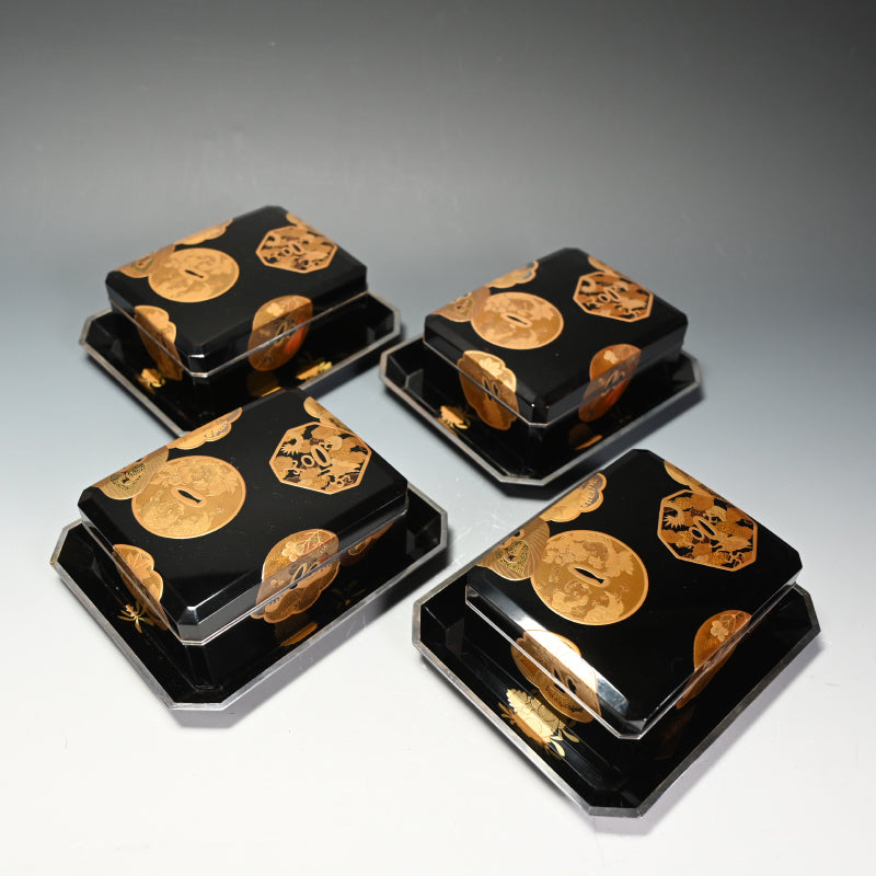 4 pc. Antique Japanese Lacquer Maki-e Box Set