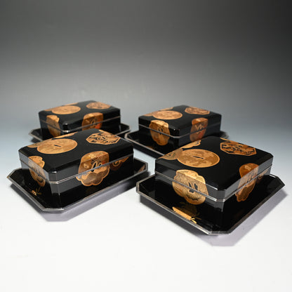 4 pc. Antique Japanese Lacquer Maki-e Box Set