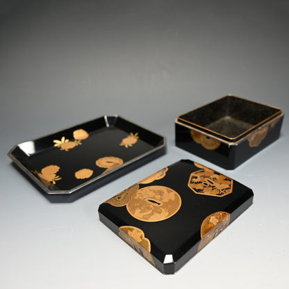 4 pc. Antique Japanese Lacquer Maki-e Box Set