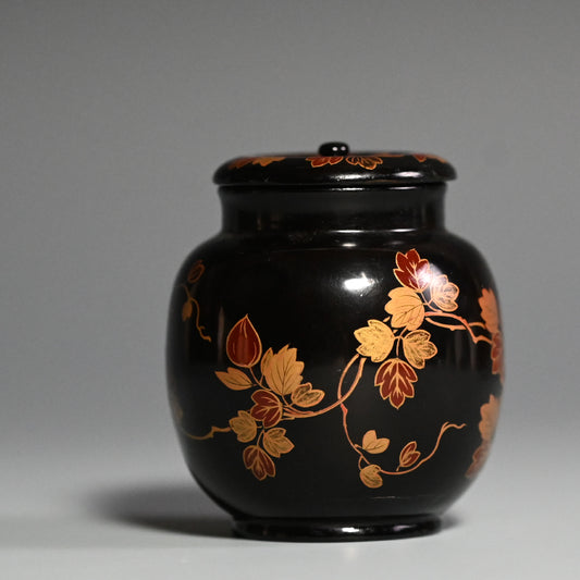 Exquisite Antique Japanese Lacquer Cha-Tsubo Tea Jar ー高台時蒔絵漆茶壺