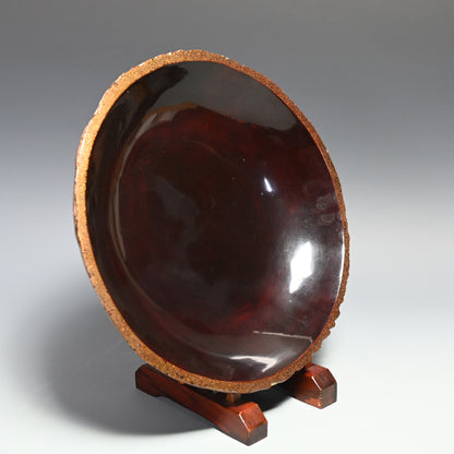 Ancient Lacquered Wooden Bowl w/ box by Tomioka Tessai ー富岡 鉄斎 "神代杉菓子器"