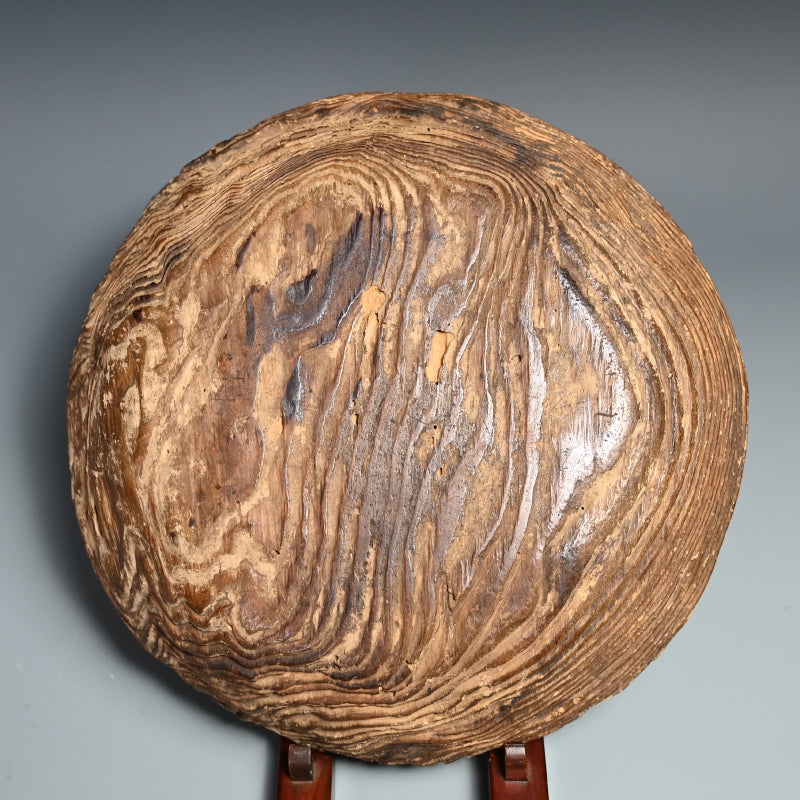 Ancient Lacquered Wooden Bowl w/ box by Tomioka Tessai ー富岡 鉄斎 "神代杉菓子器"