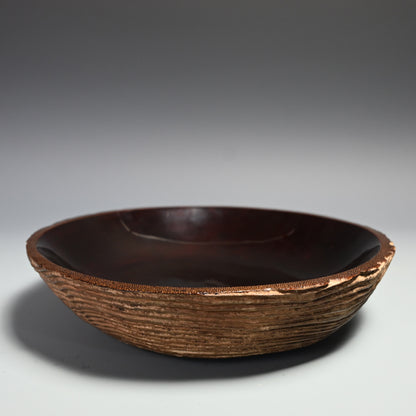 Ancient Lacquered Wooden Bowl w/ box by Tomioka Tessai ー富岡 鉄斎 "神代杉菓子器"