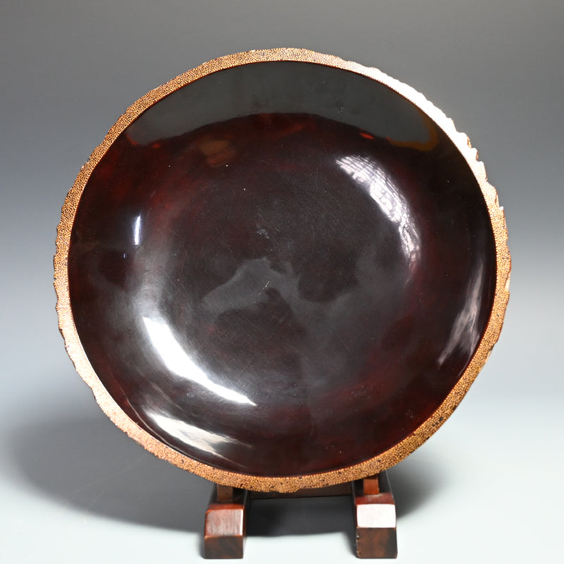 Ancient Lacquered Wooden Bowl w/ box by Tomioka Tessai ー富岡 鉄斎 "神代杉菓子器"