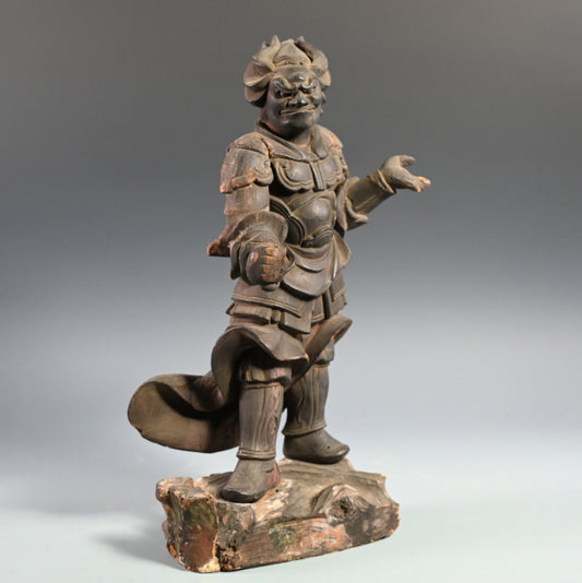 Antique Japanese Carved Wooden Buddhist Image, Junishinzo
