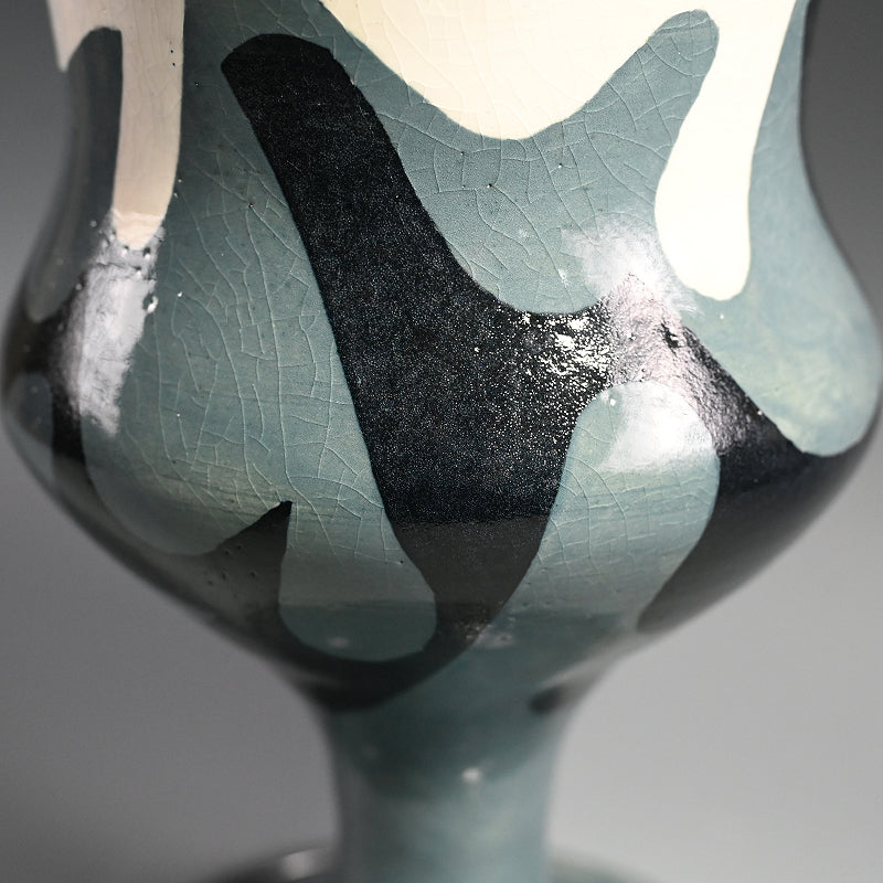 Psychedelic Picasso Gray Vase ー柳原 睦夫 1986年 "彩文 雲気文 花瓶"