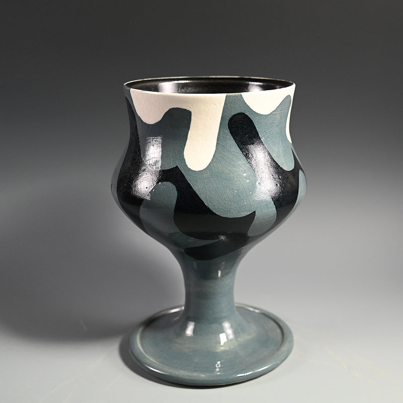 Psychedelic Picasso Gray Vase ー柳原 睦夫 1986年 "彩文 雲気文 花瓶"