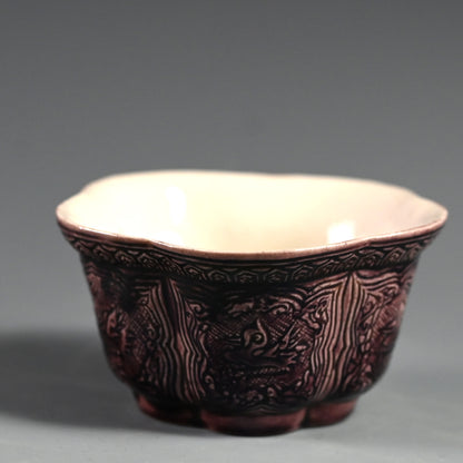 5 Lobed Bowl Attributed to Aoki Mokubei ー聾米 紫交趾梅花式鉢