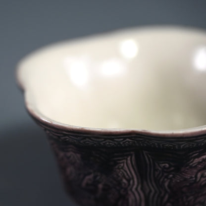 5 Lobed Bowl Attributed to Aoki Mokubei ー聾米 紫交趾梅花式鉢
