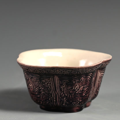 5 Lobed Bowl Attributed to Aoki Mokubei ー聾米 紫交趾梅花式鉢