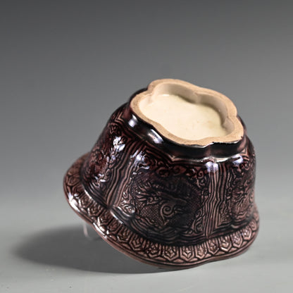 5 Lobed Bowl Attributed to Aoki Mokubei ー聾米 紫交趾梅花式鉢
