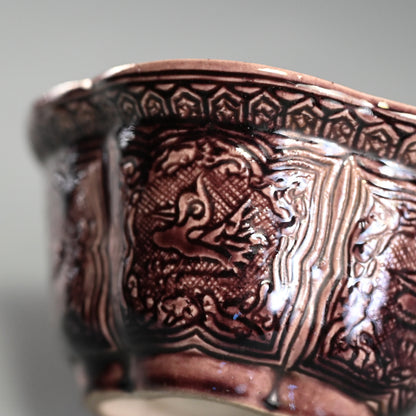5 Lobed Bowl Attributed to Aoki Mokubei ー聾米 紫交趾梅花式鉢