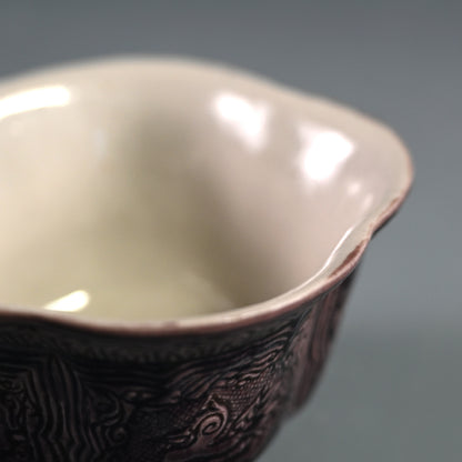 5 Lobed Bowl Attributed to Aoki Mokubei ー聾米 紫交趾梅花式鉢